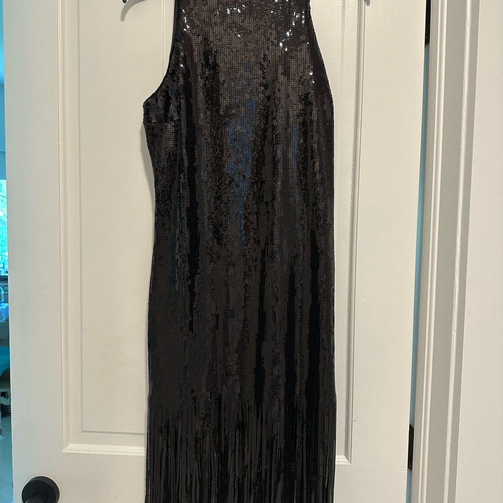 ZaraBlack Sequin Sleeveless Dress with fringes